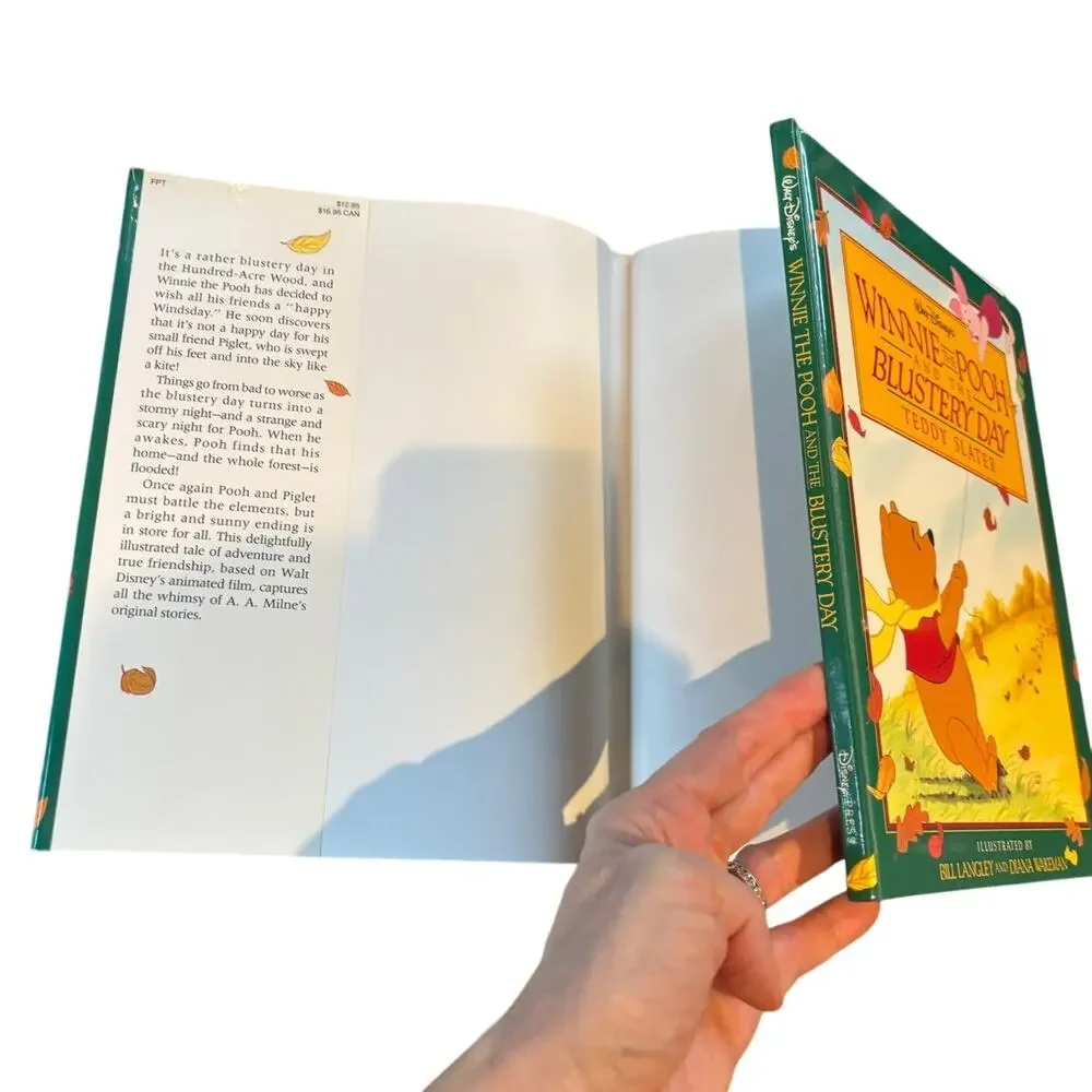 VTG 1993 1st Ed./2nd Print Disney Pooh and the Blustery Day, Teddy Slater, HCDJ